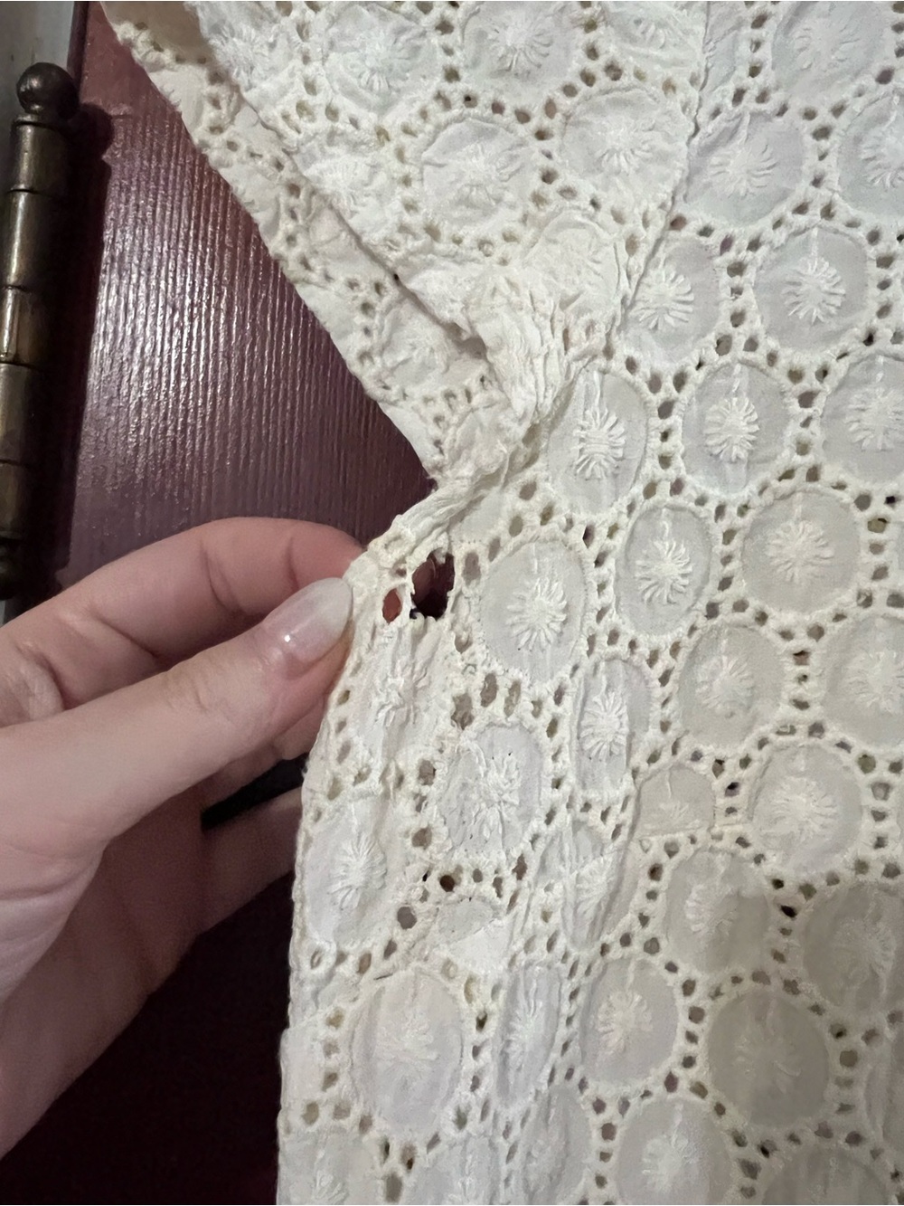 Vintage Milly New York Y2K Eyelet Lace Shift Dress Ivory 4 Boho Chic - Picture 6 of 8